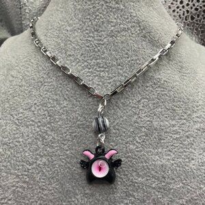 Scummy Cyclops Monster Pink and Black Necklace